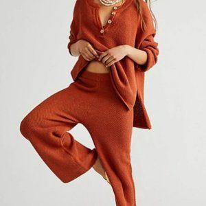 Free People Hailee Sweater Set in Rust Sunset in Small